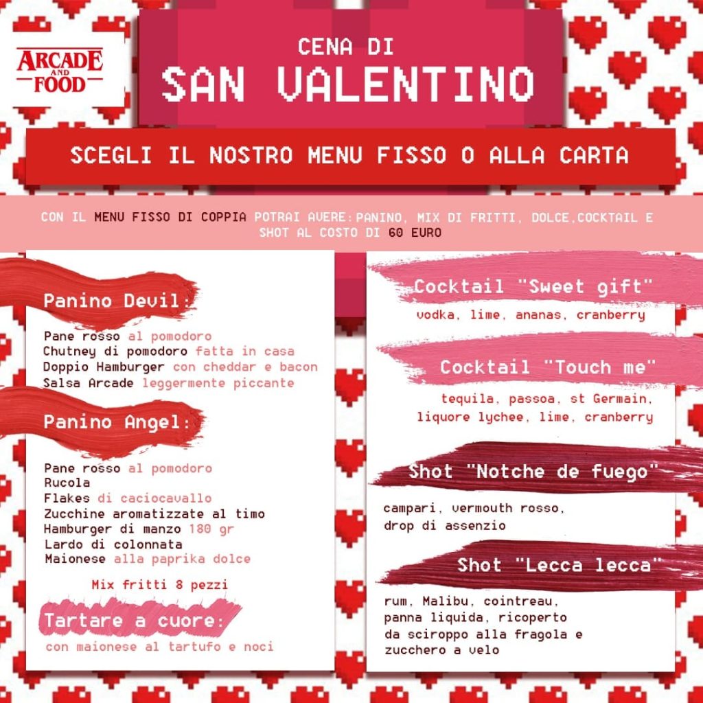 Menù Arcade and Food San Valentino